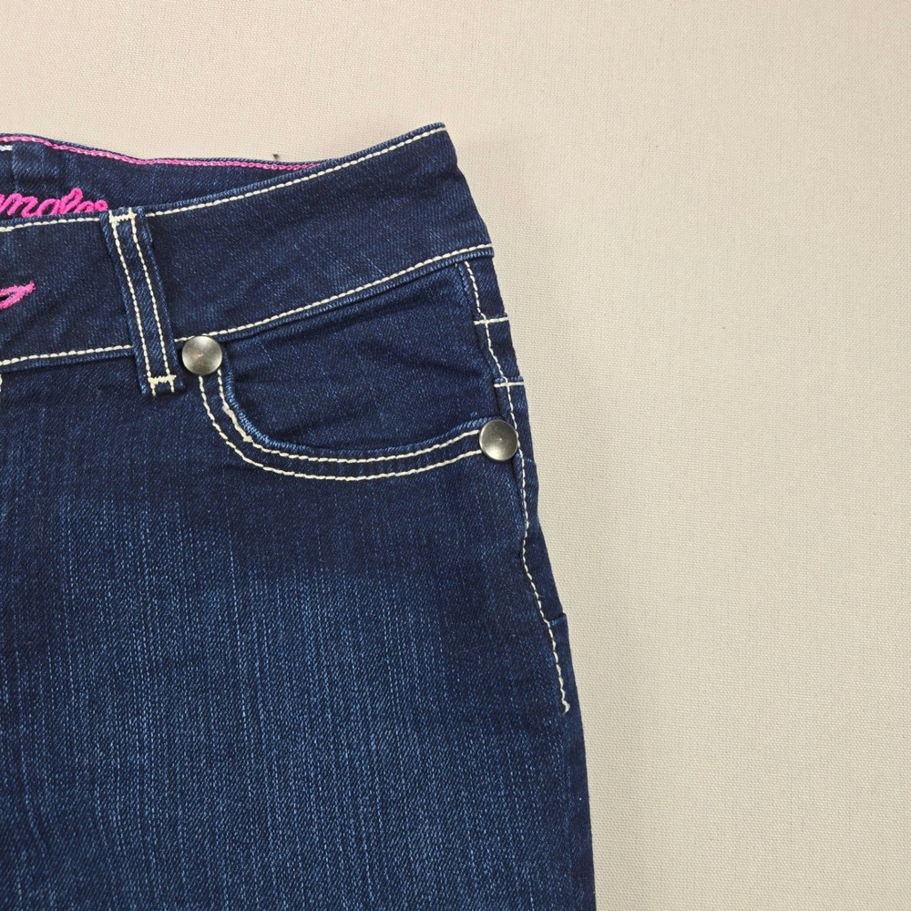 Wrangler Jeans Bootcut Dark Wash Contrast Stitch Embroidered Blue Women 3/4 x 32 - Picture 4 of 12